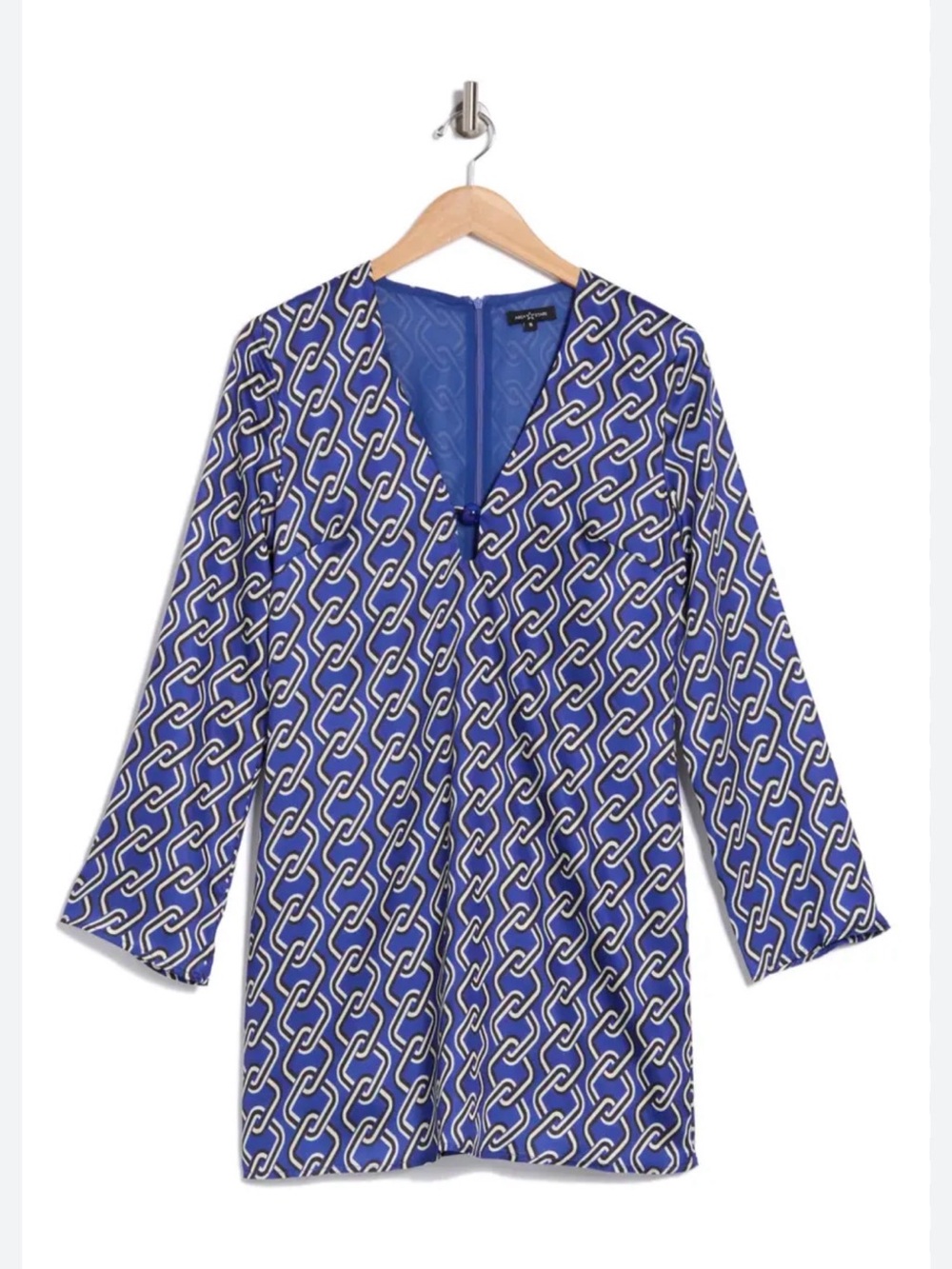 Area Stars blue Trina print Bell Sleeve Midi Dress Sz M   $150 New with tag
